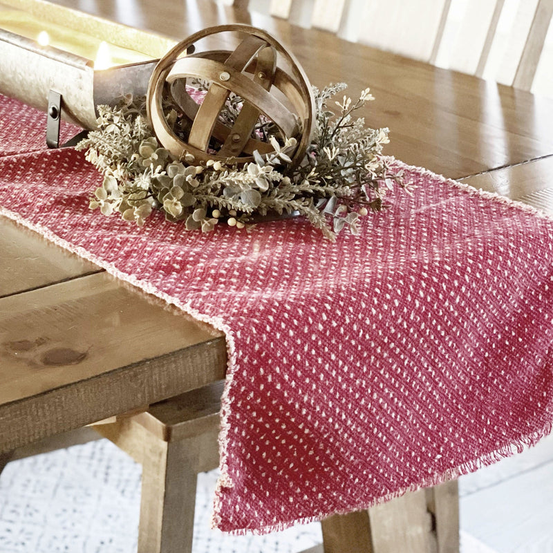 BUNDLE Red Dot Cotton Table Runner + Chicken Feeder Candle