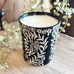 Navy Floral Candle