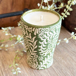 Green Floral Candle