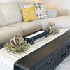 BUNDLE Gray Striped Table Runner + Black Chicken Feeder Candle