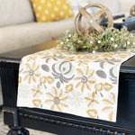 Embroidered Mustard Floral Cotton Table Runner