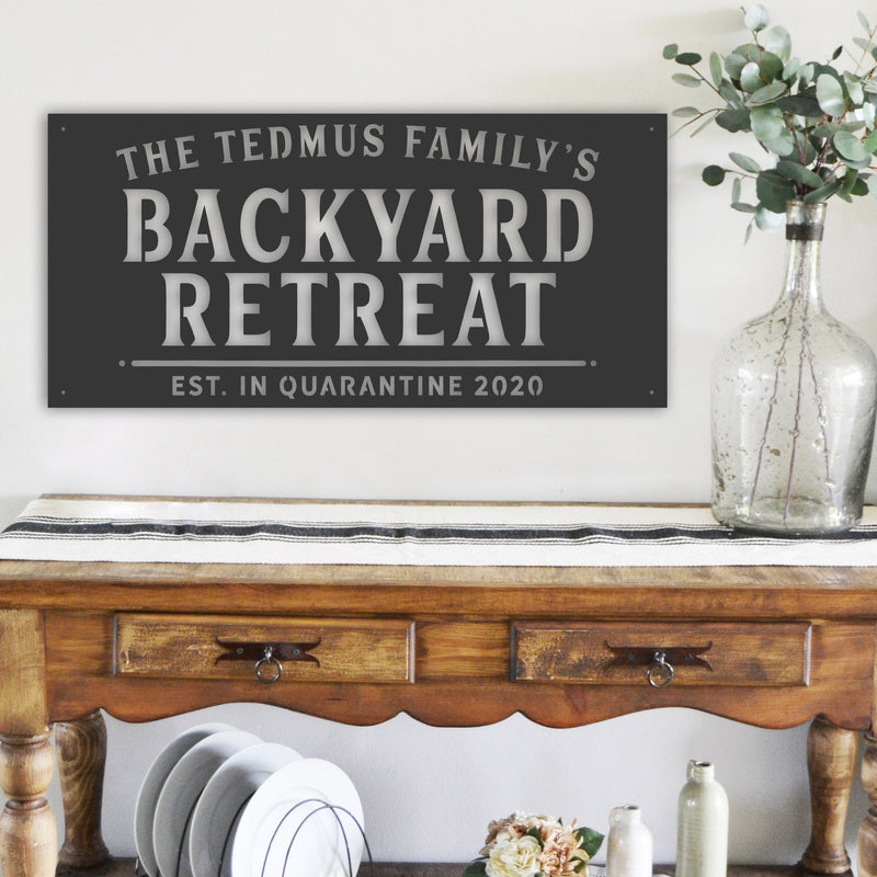 Personalized Backyard Retreat - Metal Sign